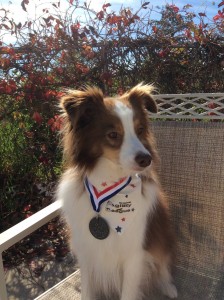 Carly shows off her medal!