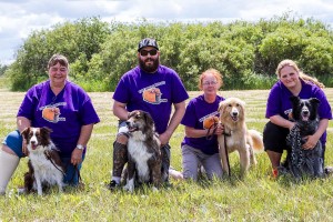 The Fast and the Furry-ous:  Deb & Salsa, Mike & Kona, Lynne & Roxy, Lisa & Sully.  Photo by Joan Morgan